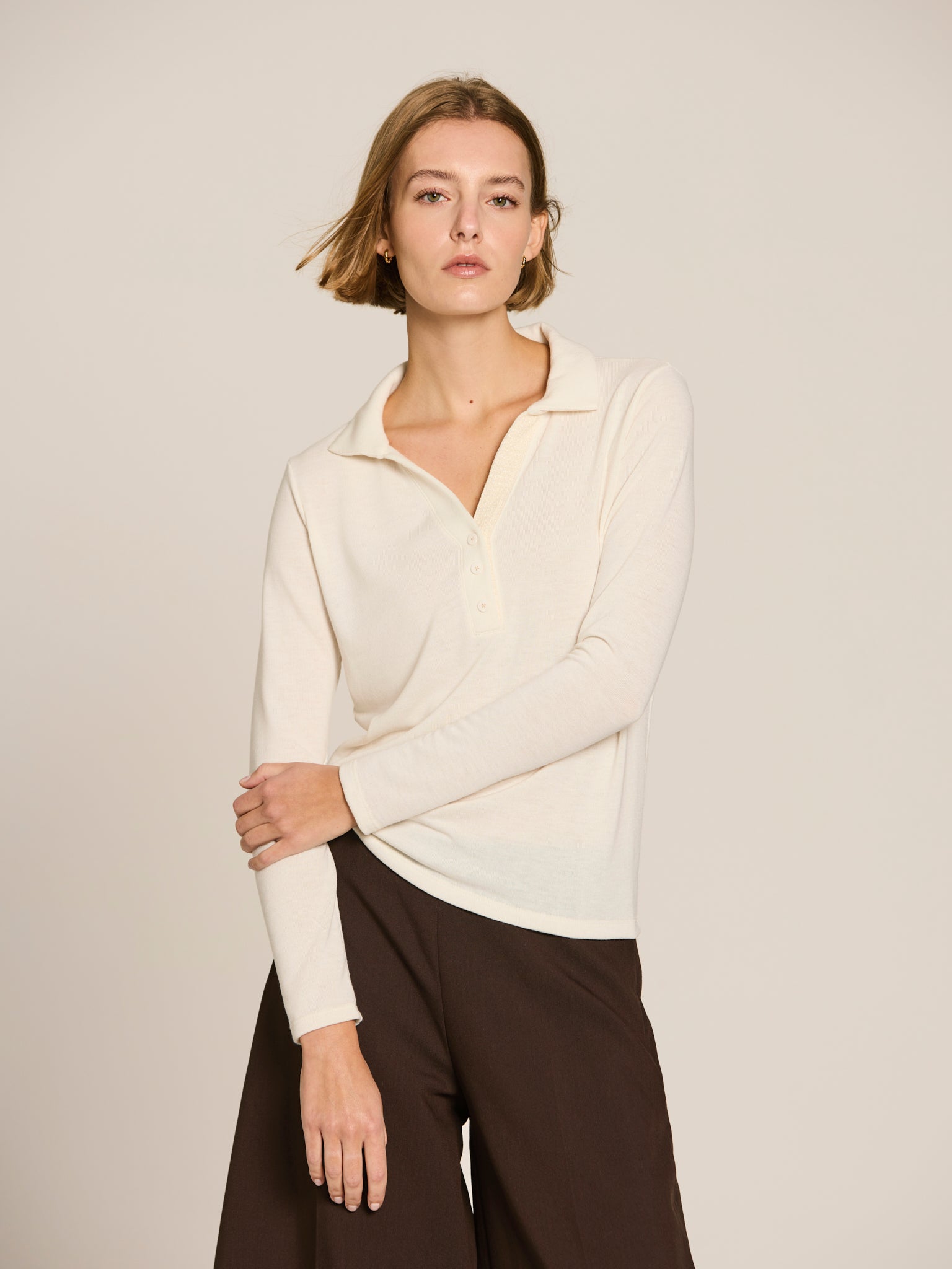 Polo de punto con detalle de tweed