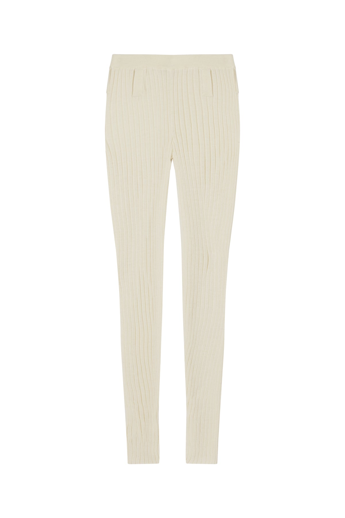 Ribbed knit wool leggings