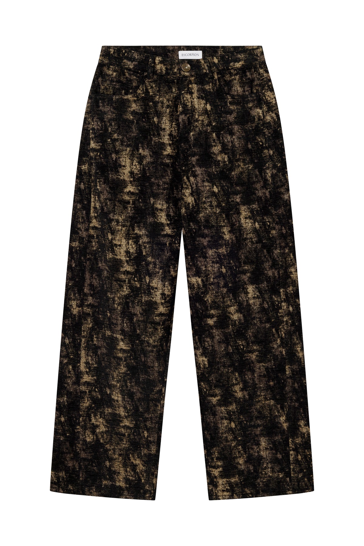 Pantalón de acabado aterciopelado con estampado dorado