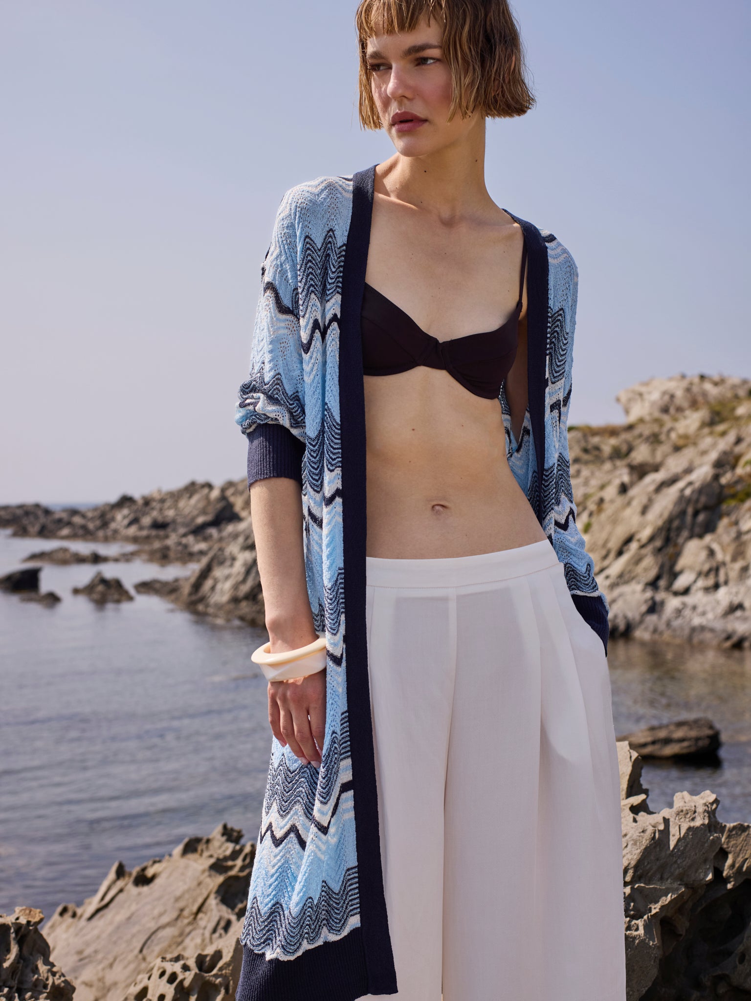 Chaqueta ondas tricolor