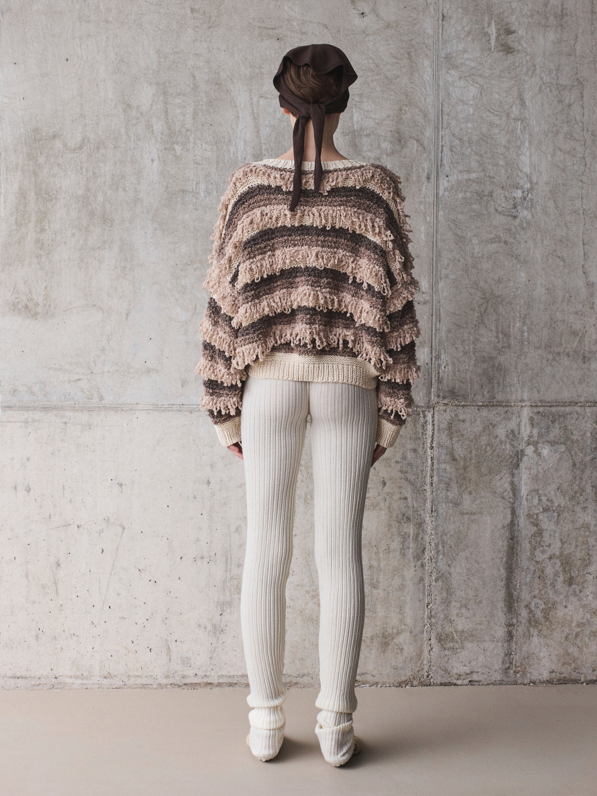 Textured striped knit sweater